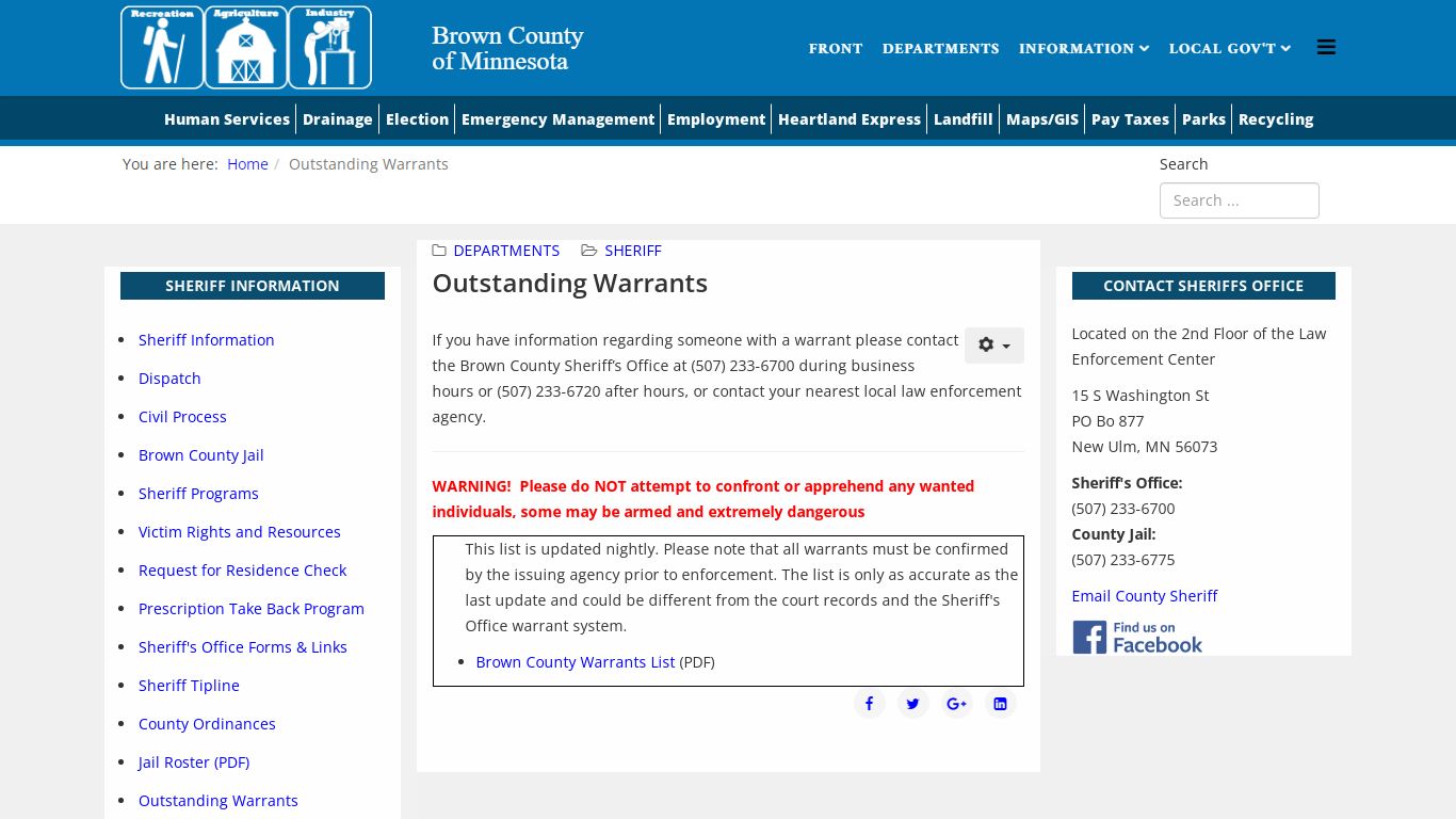 Brown County - Outstanding Warrants
